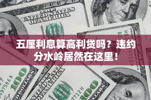 武汉五厘利息算高利贷吗？违约分水岭居然在这里！